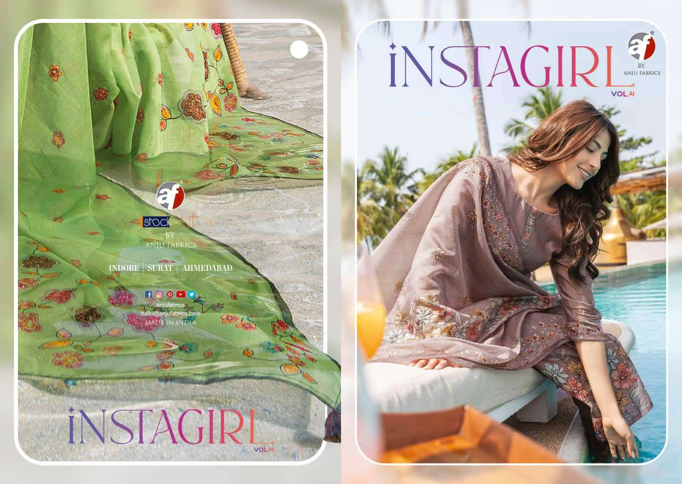 INSTAGIRL VOL 4 MODAL SILK COTTON LINNING KATHA WORK KURTI WITH JAAM SILK PANT AND DUPATTA BY AF BRAND POSTER2